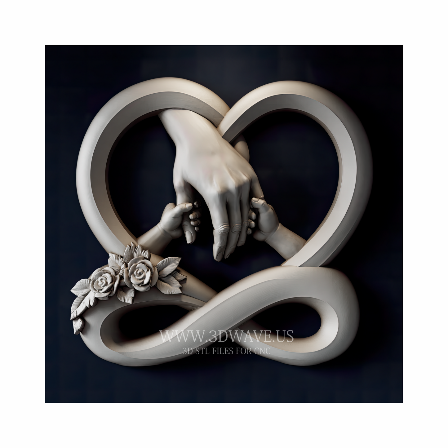 Mother CNC File | Mothers Day STL, Family Hands Relief | CNC Wall Decor - 3DWave.us