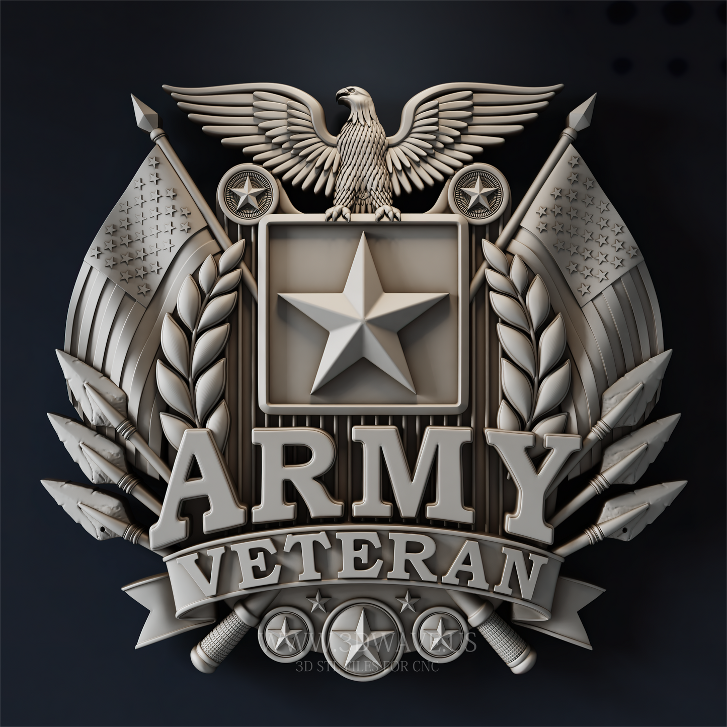 Army Veteran Eagle Crest | CNC Router Files STL for Wood Carving - 3DWave.us