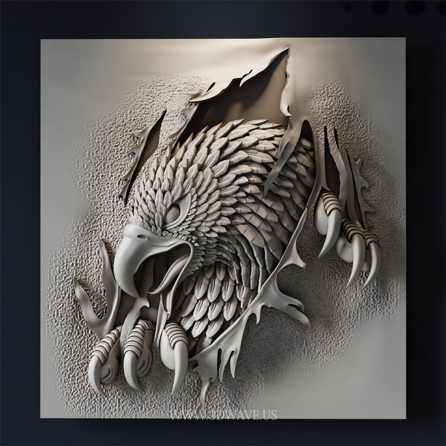 Eagle STL File | CNC Eagle Relief | 3D Wall Art Wood Carving Design - 3DWave.us