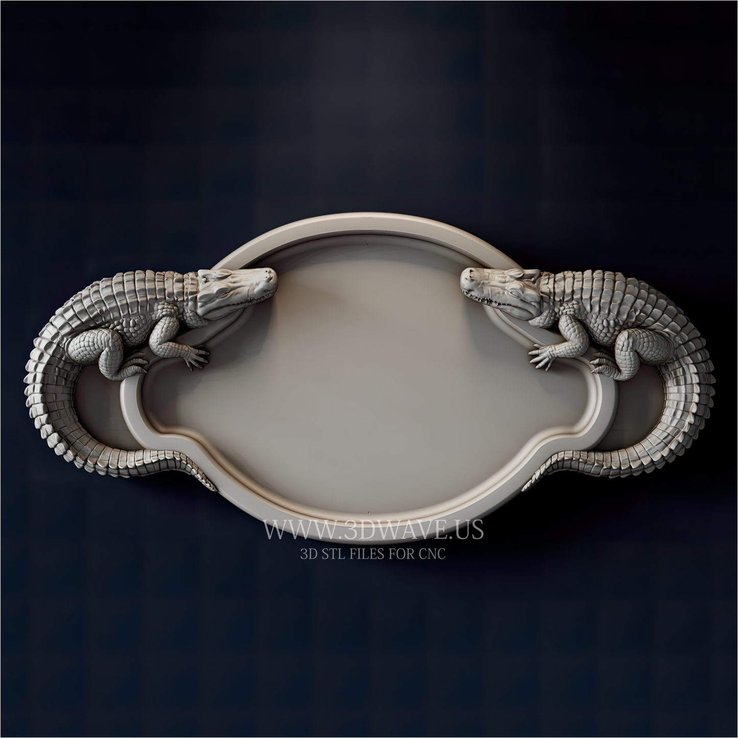 Alligator Serving Tray STL | Crocodile Charcuterie Board CNC File | Wooden Snack Platter Relief
