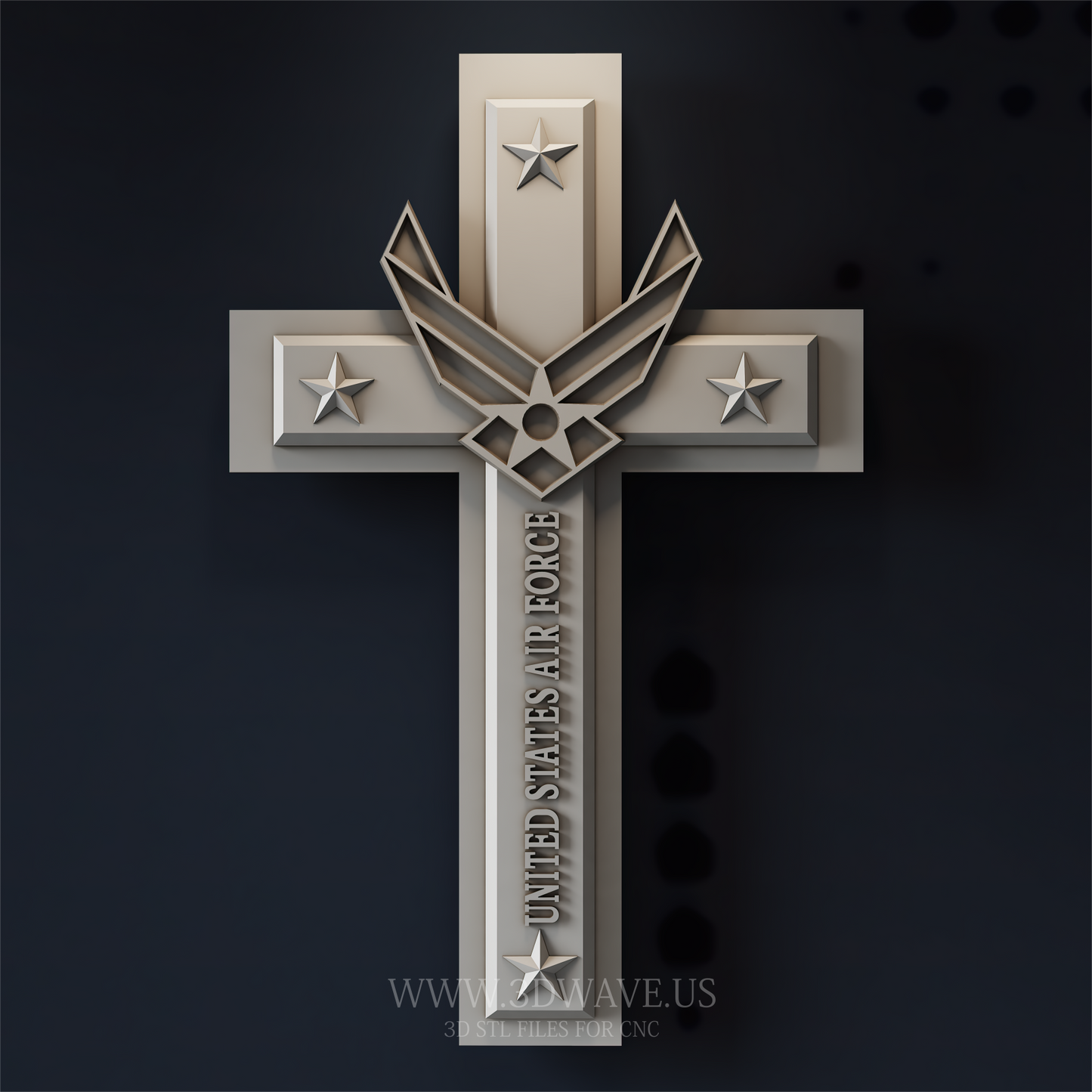 USAF Military Cross STL File | Patriotic Wall Art & Man Cave Decor | Veteran Gift. - 3DWave.us