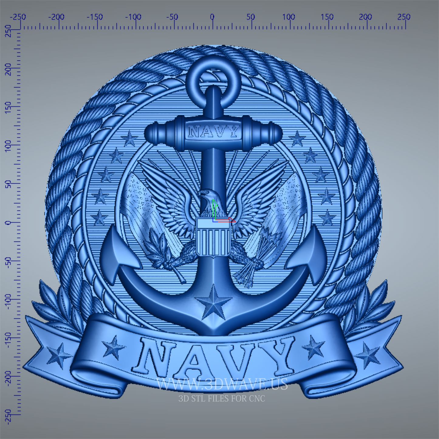 US Navy STL File CNC Relief | Military Wall Decor 3D Model | 3dwave.us - 3DWave.us