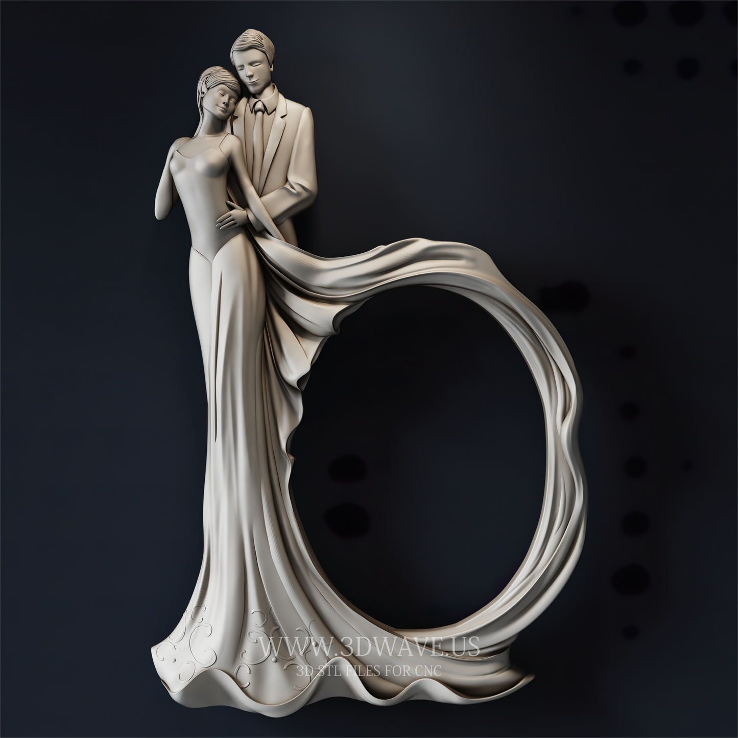 Romantic Couple Wood Sculpture | Wedding picture frame - 3DWave.us