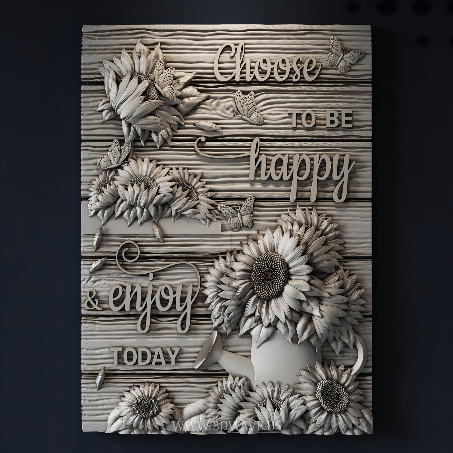Sunflower Wall Art STL | 3d Farmhouse Floral Decor & CNC Wood Carving Design - 3DWave.us
