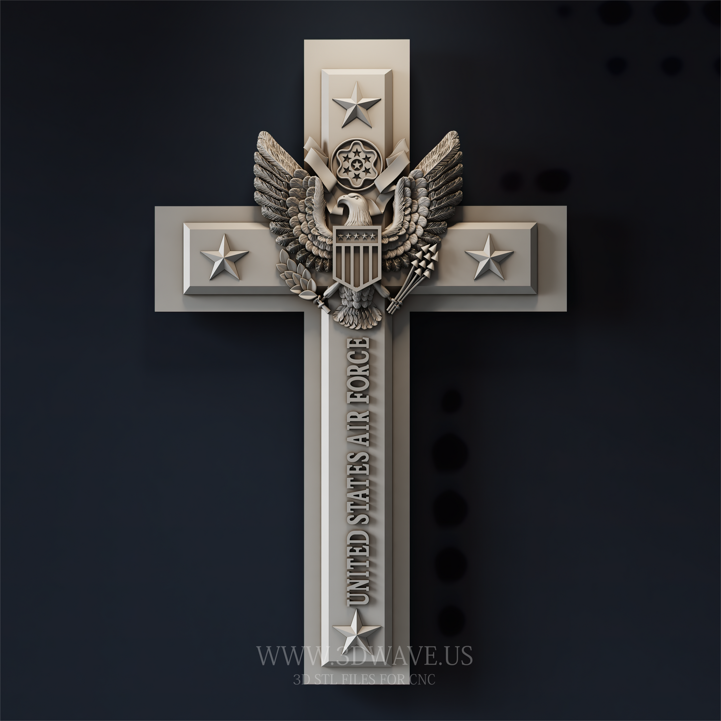 USAF Military Cross STL File | CNC Patriotic Wall Art & Man Cave Decor | Veteran Gift - 3DWave.us