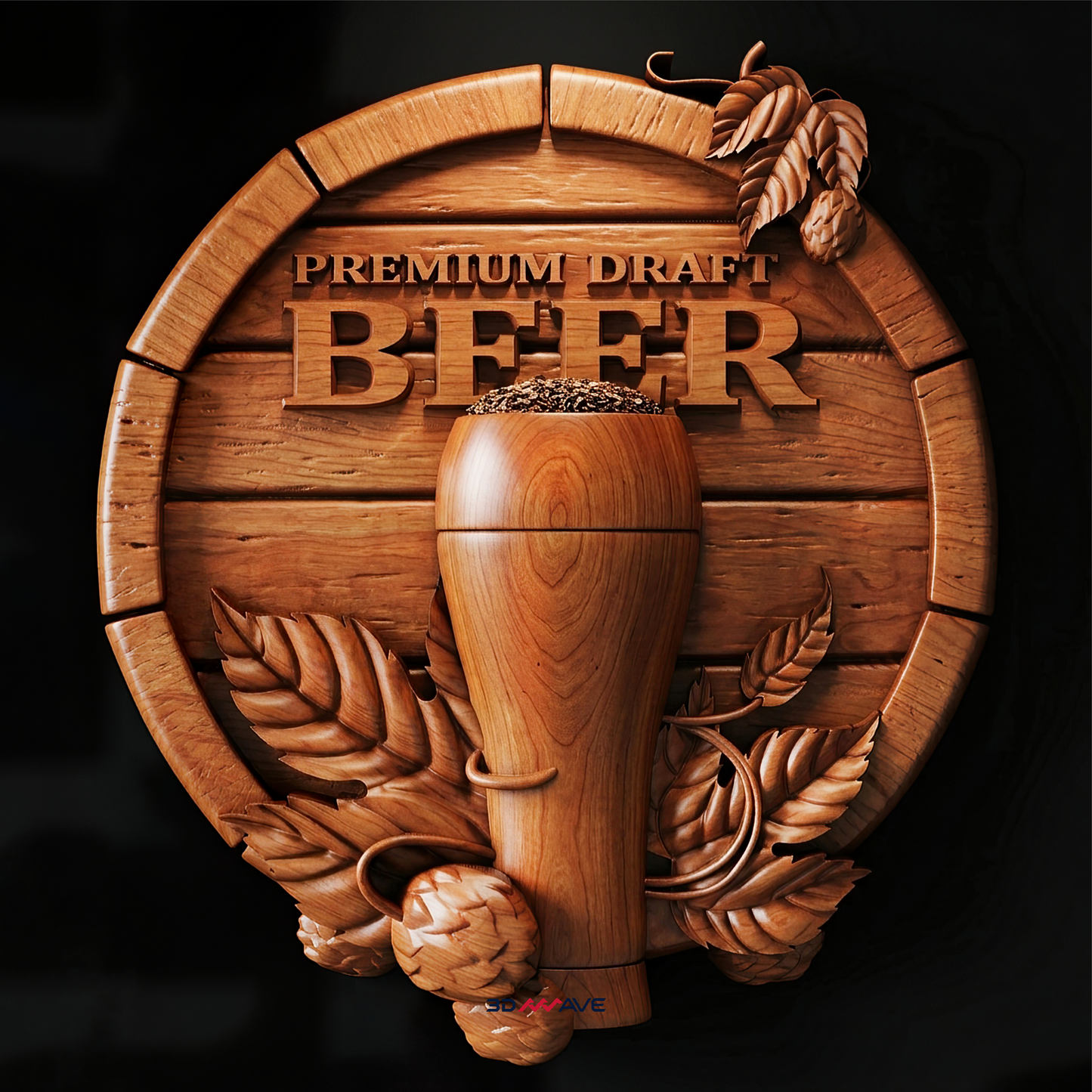 Beer Bar Sign STL File | CNC Router Relief | Brewery Wall Decor - 3DWave.us