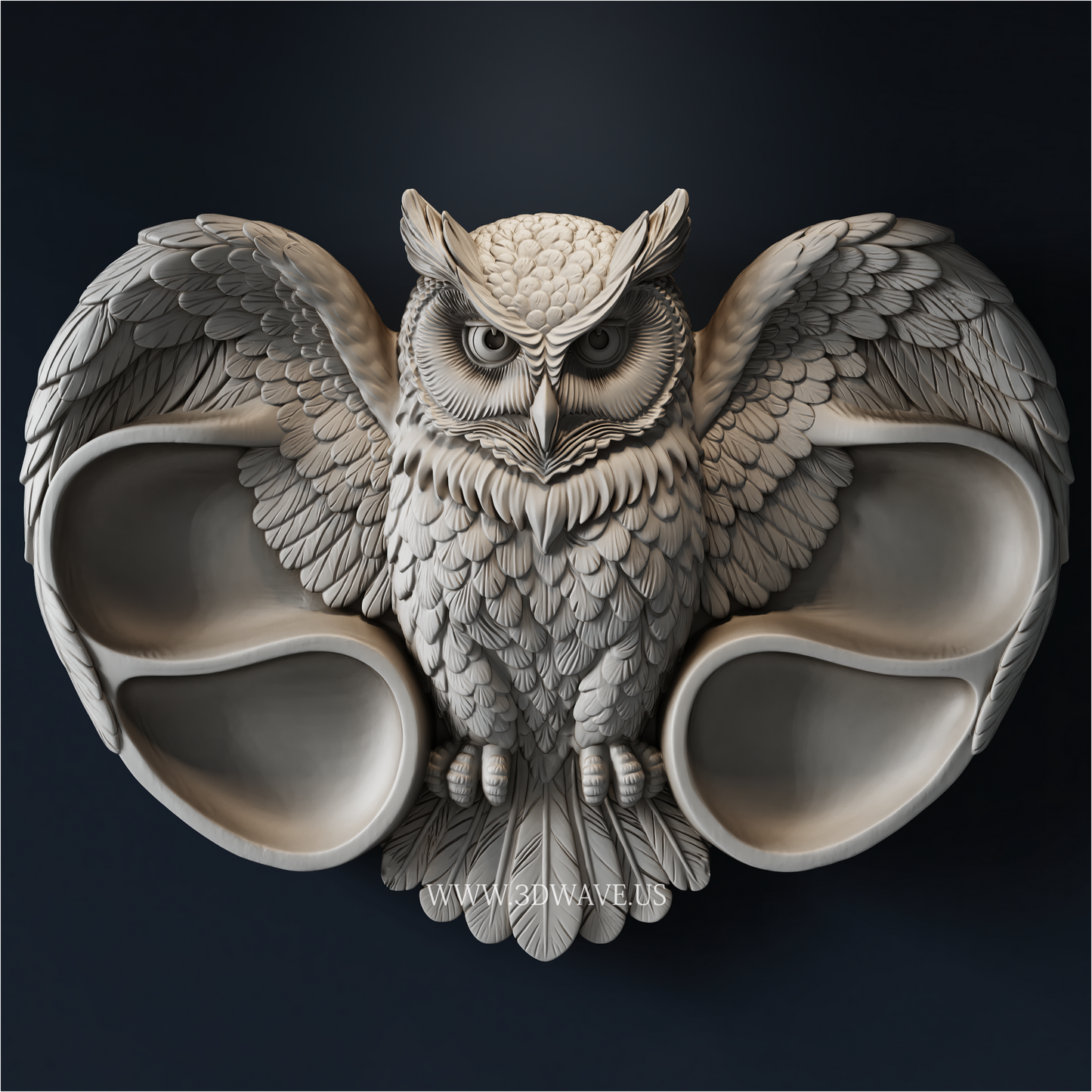 Owl STL File | CNC Router Serving Tray | 3dwave.us