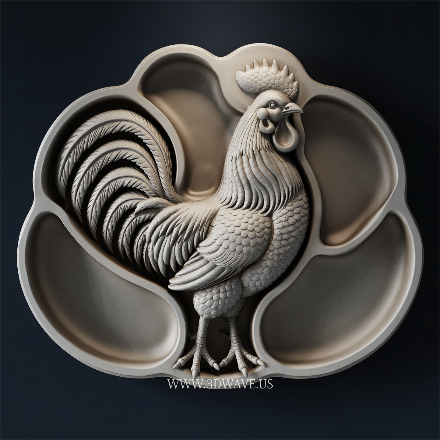 Rooster Charcuterie Tray STL | CNC Router File | 3dwave.us