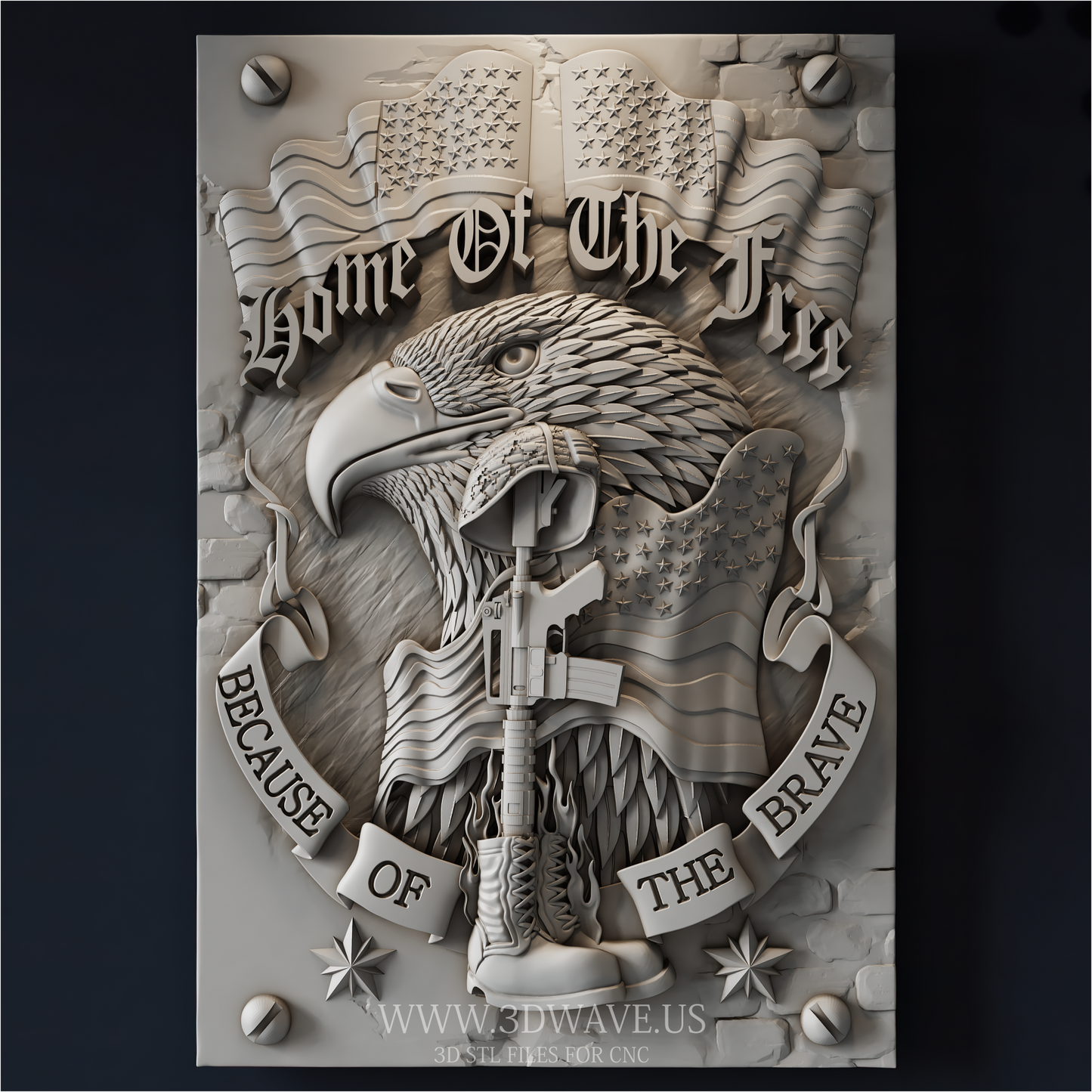 American Eagle STL File | Patriotic CNC Relief | 3dwave.us - 3DWave.us