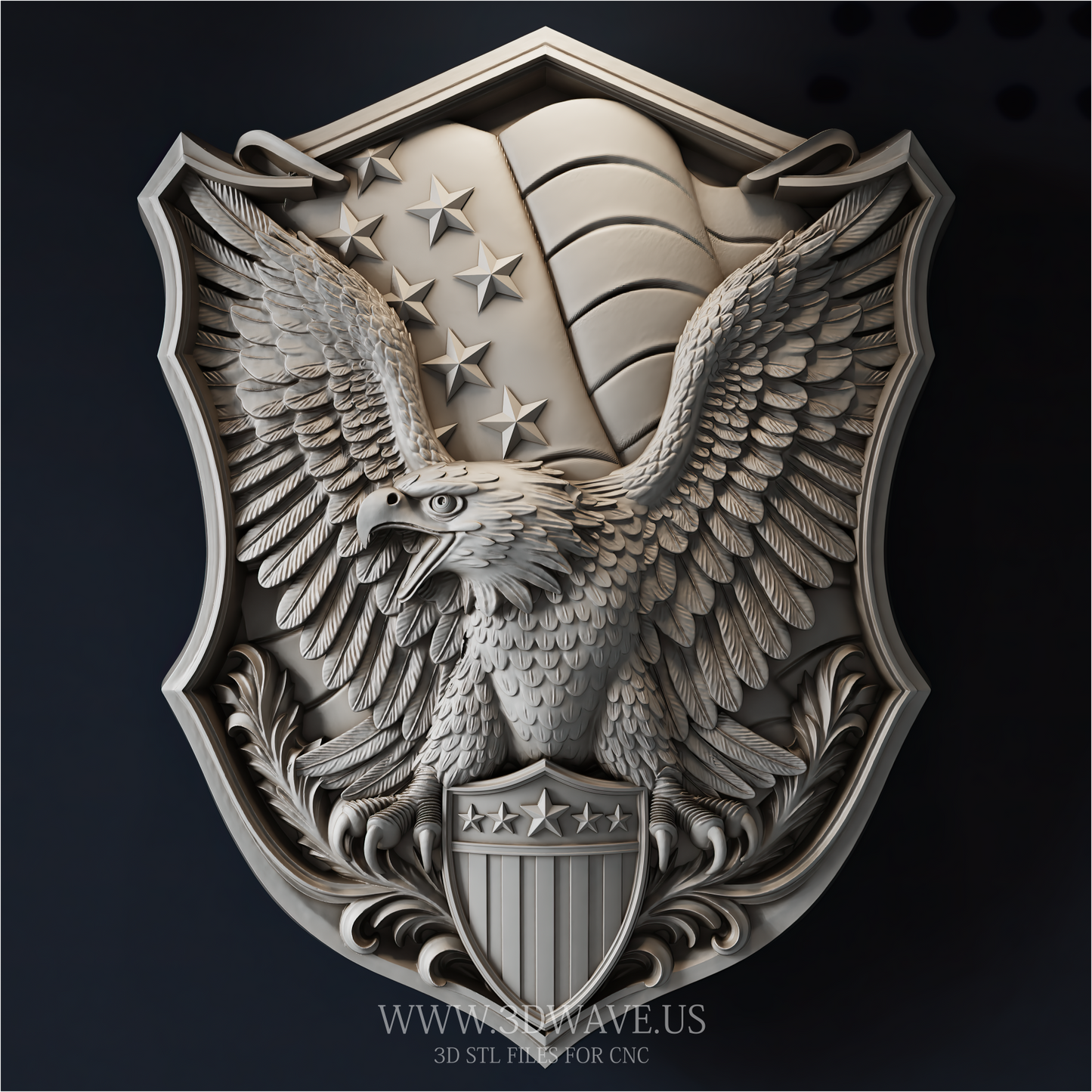 Eagle CNC File | American Eagle Shield Relief STL | CNC Router Download