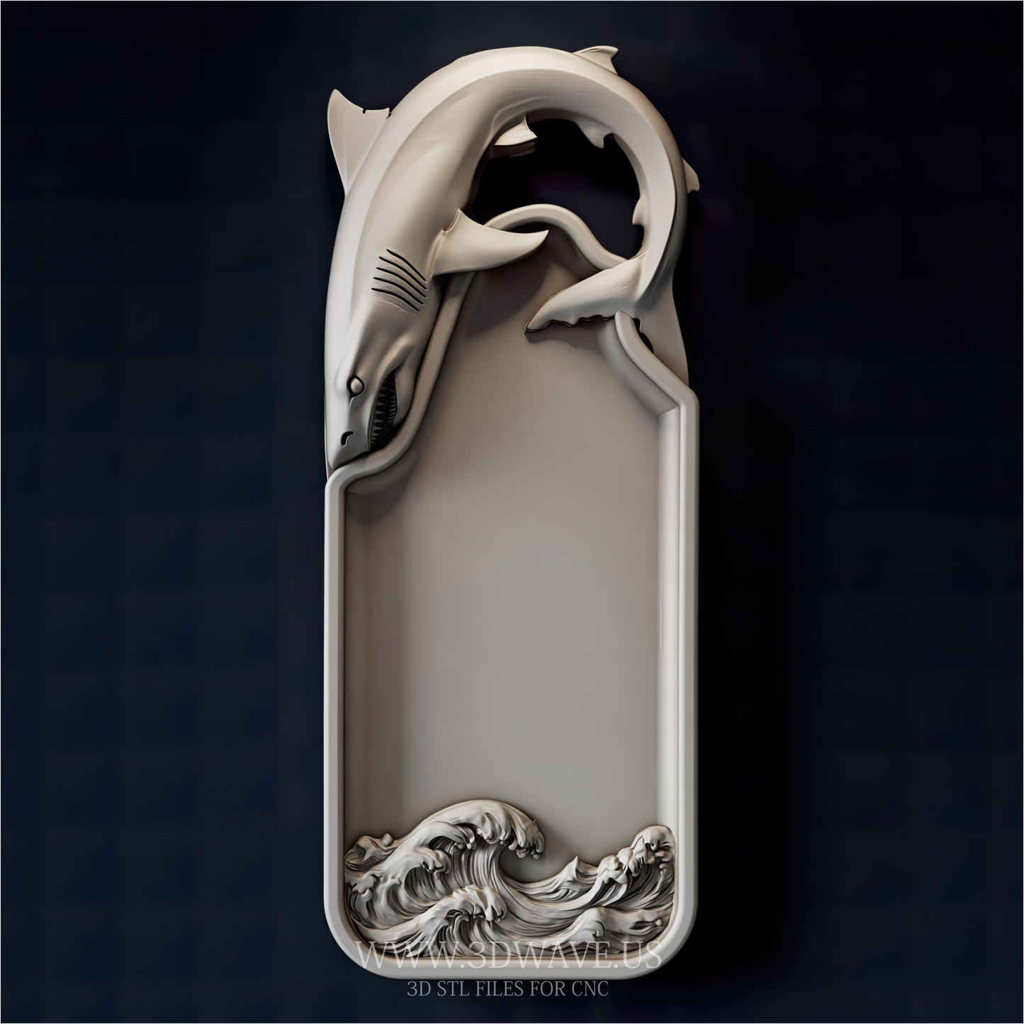 Shark Serving Tray STL | CNC Router File | Ocean Wood Carving Model