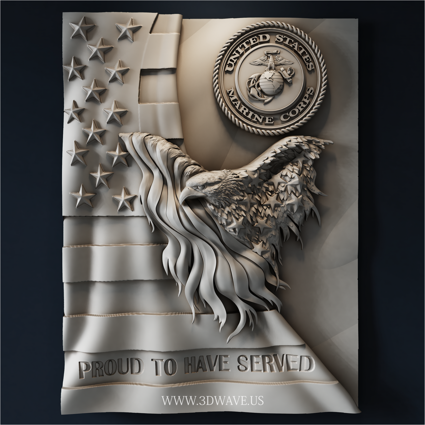 USMC Eagle STL CNC Router File | 3dwave.us