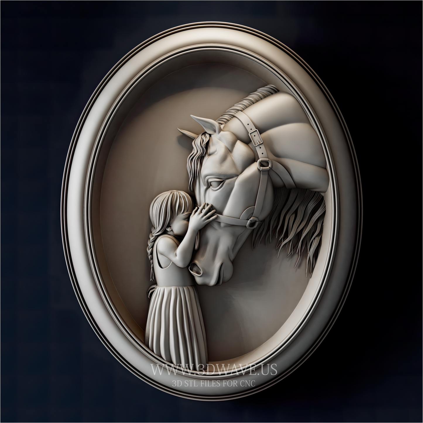 Horse Relief Carving STL | CNC Wooden Sign File | Horse Wall Plaque Model