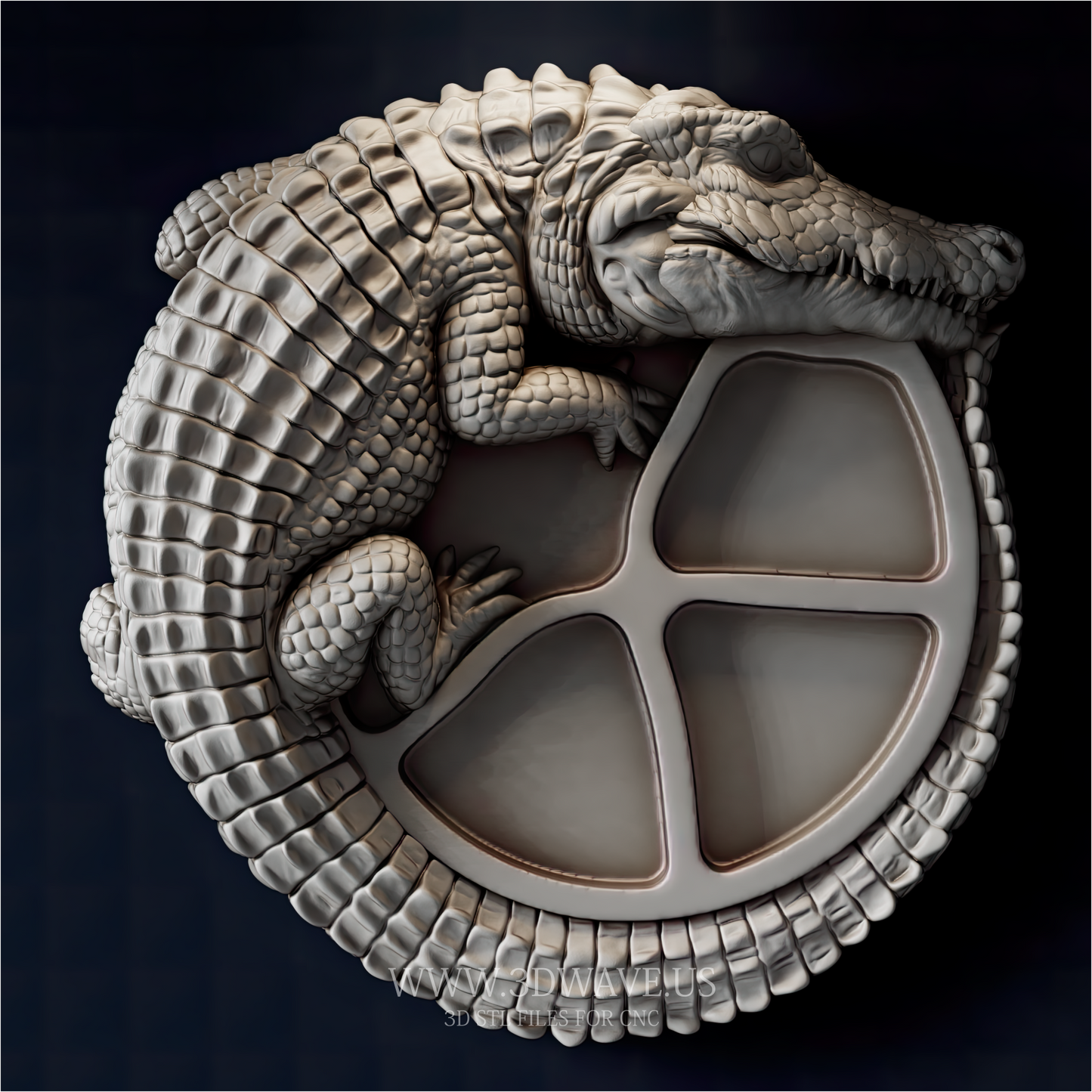 Alligator Serving Tray STL | Crocodile Charcuterie Board CNC File | Snack Tray