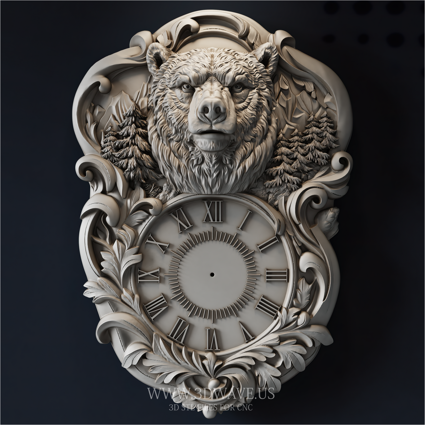 Bear Clock STL File | Wildlife Clock CNC Model | Router Digital Download