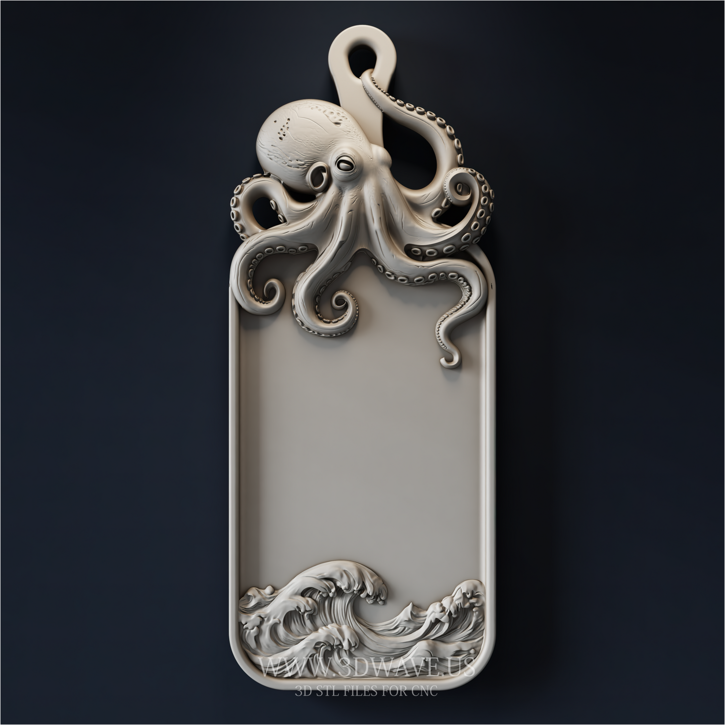 Octopus STL File | Ocean CNC Serving Tray | Router Relief Carving Model