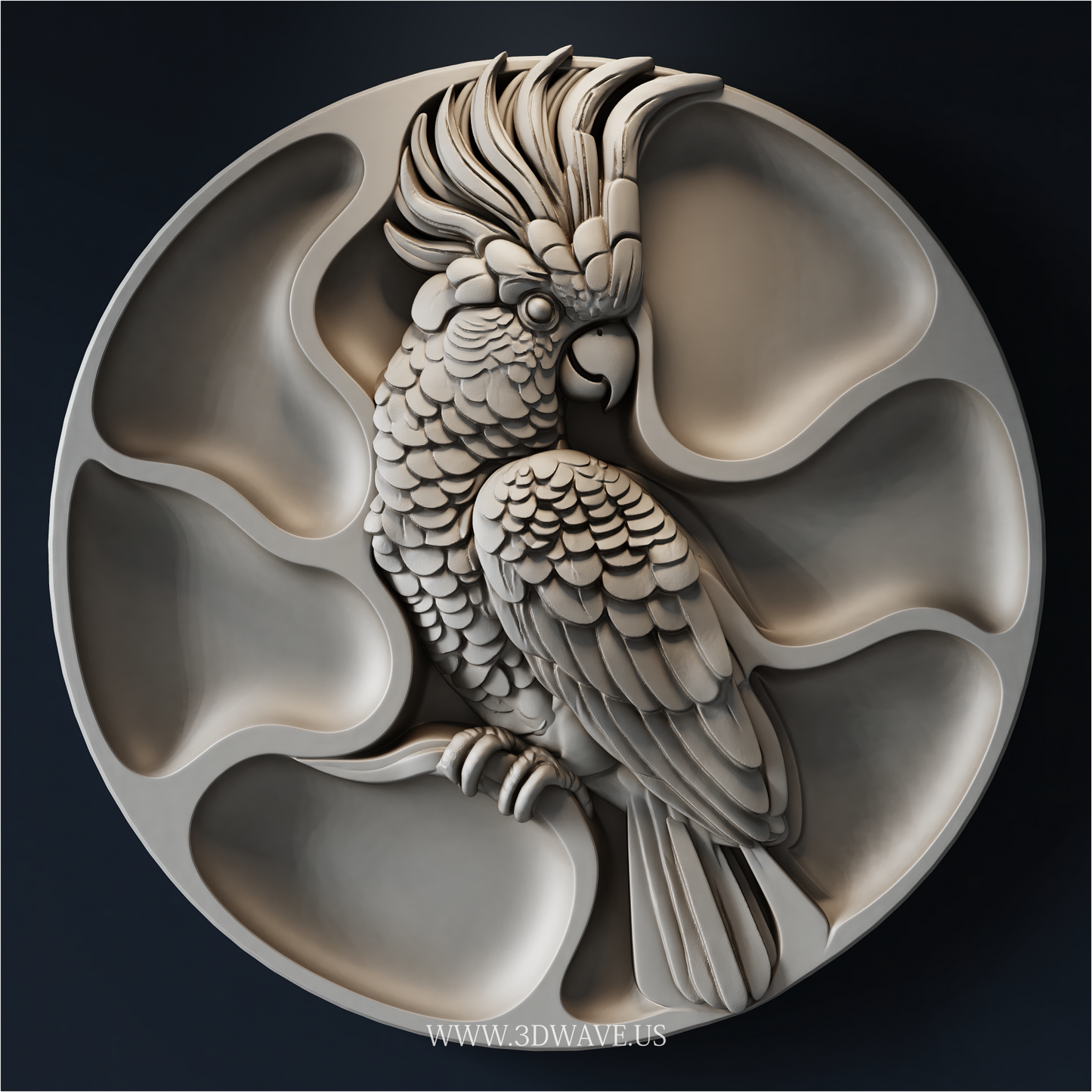 Cockatoo Serving Tray STL | CNC Router File | 3DWave