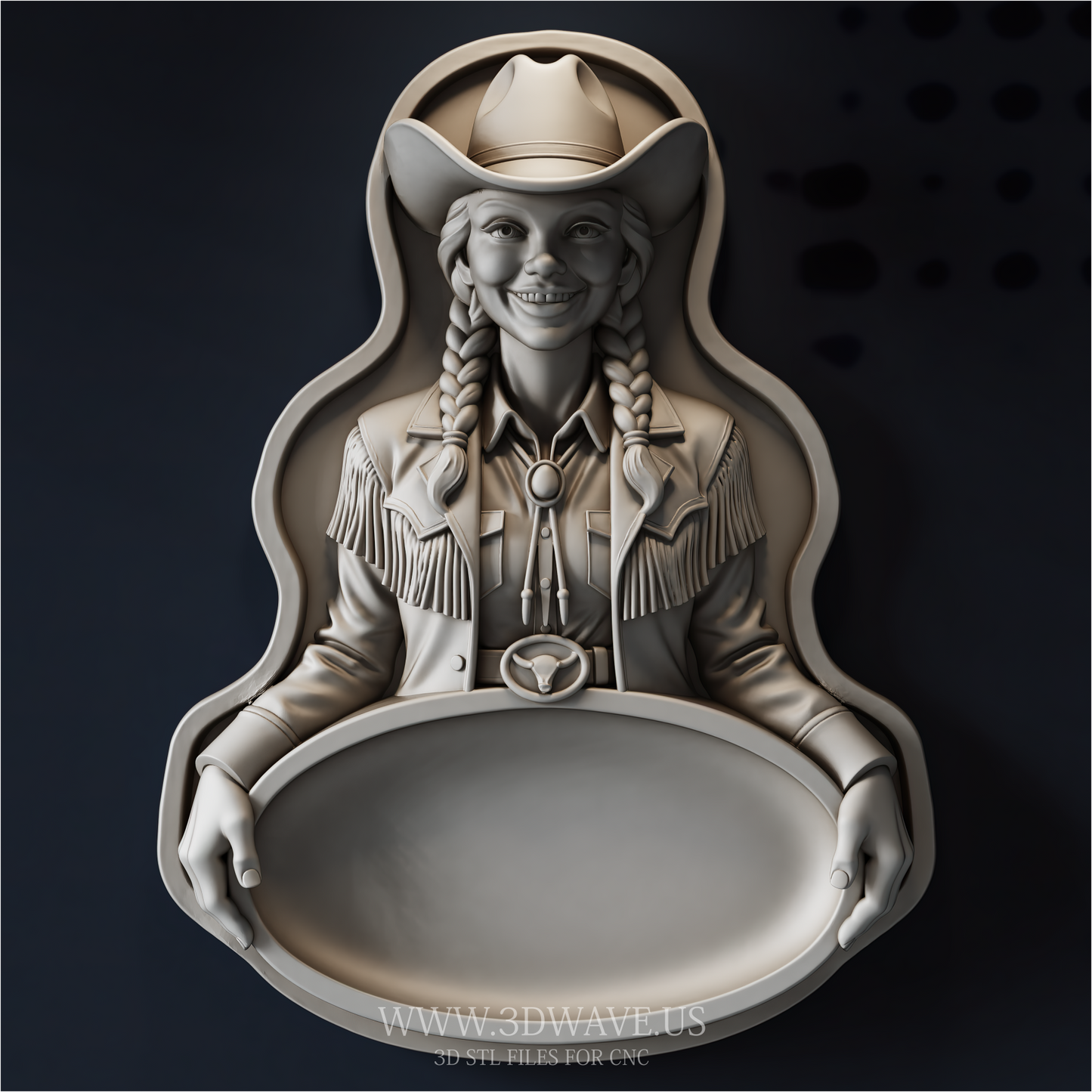 Cowgirl Tray STL File | Western Serving Tray 3D Model