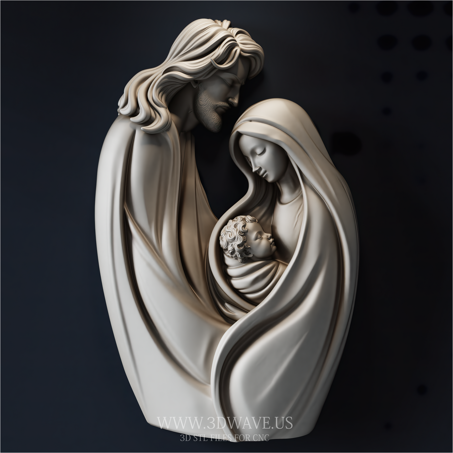 Nativity STL File | Holy Family Relief CNC Model | Religious Carving Download