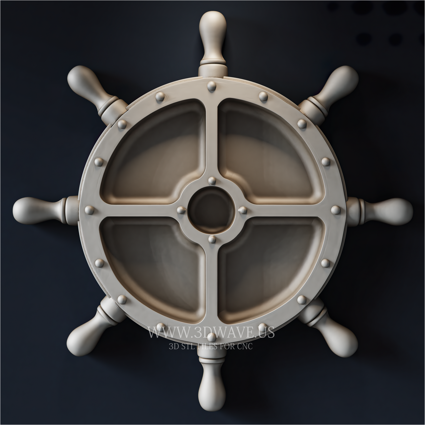 Ship Wheel Tray STL File | Nautical Serving Tray | CNC Router Download