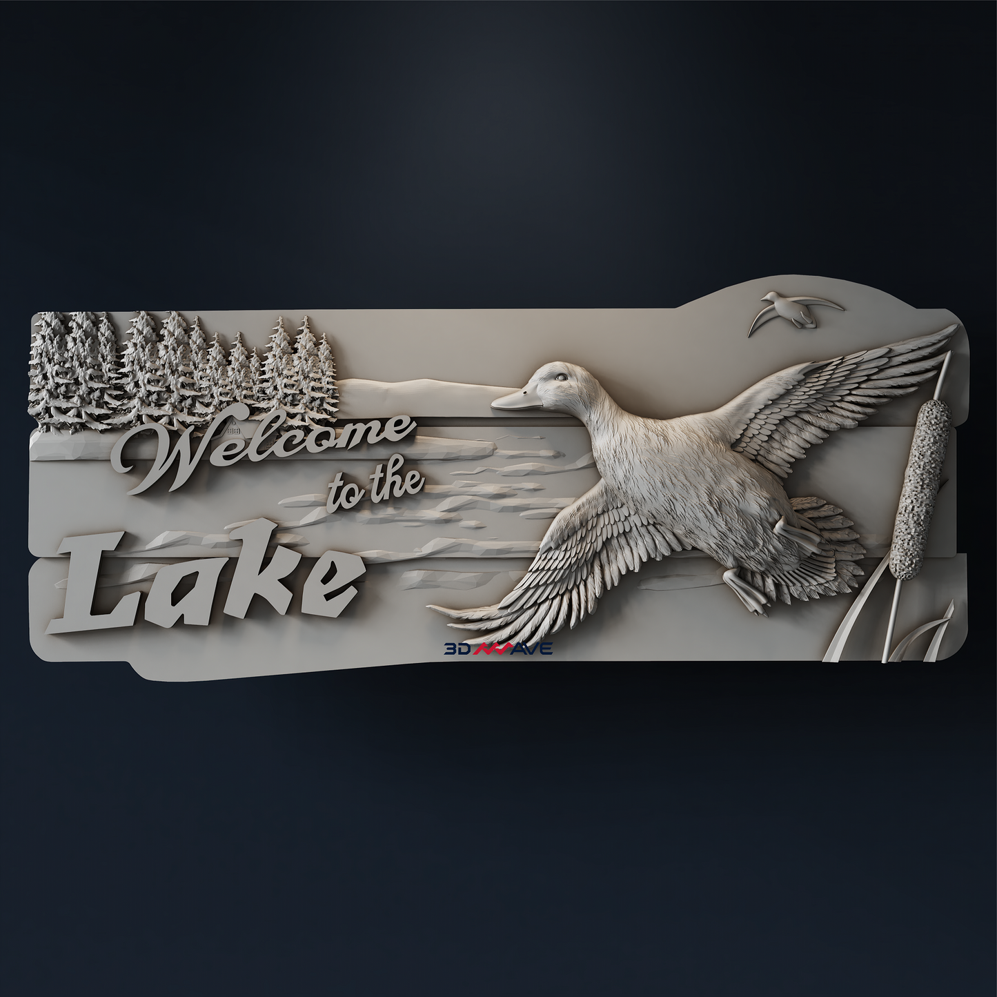Lake House Sign STL File | Mallard Duck CNC Relief for Wood Carving - 3DWave.us