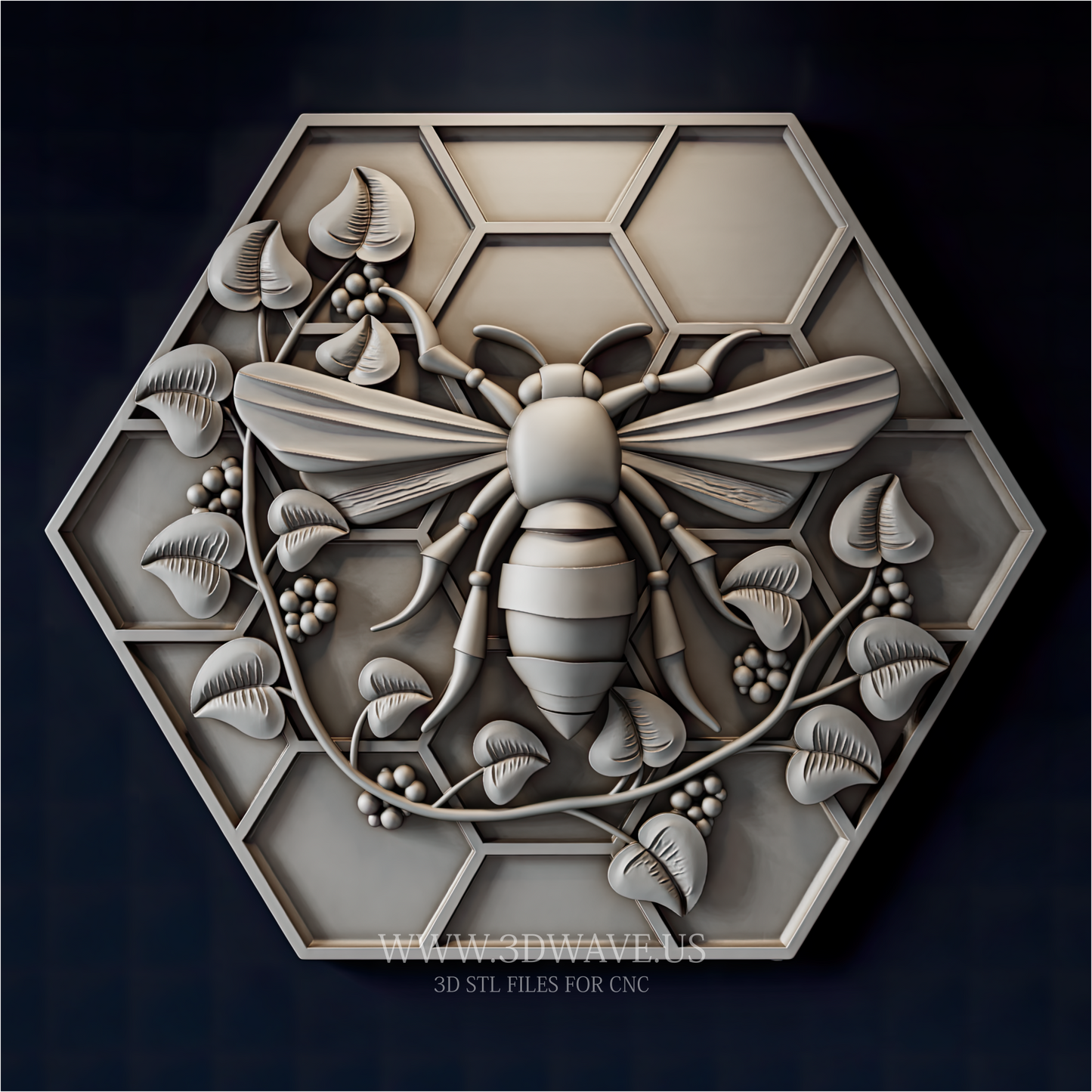 Bee STL File | Honeycomb Relief CNC Model
