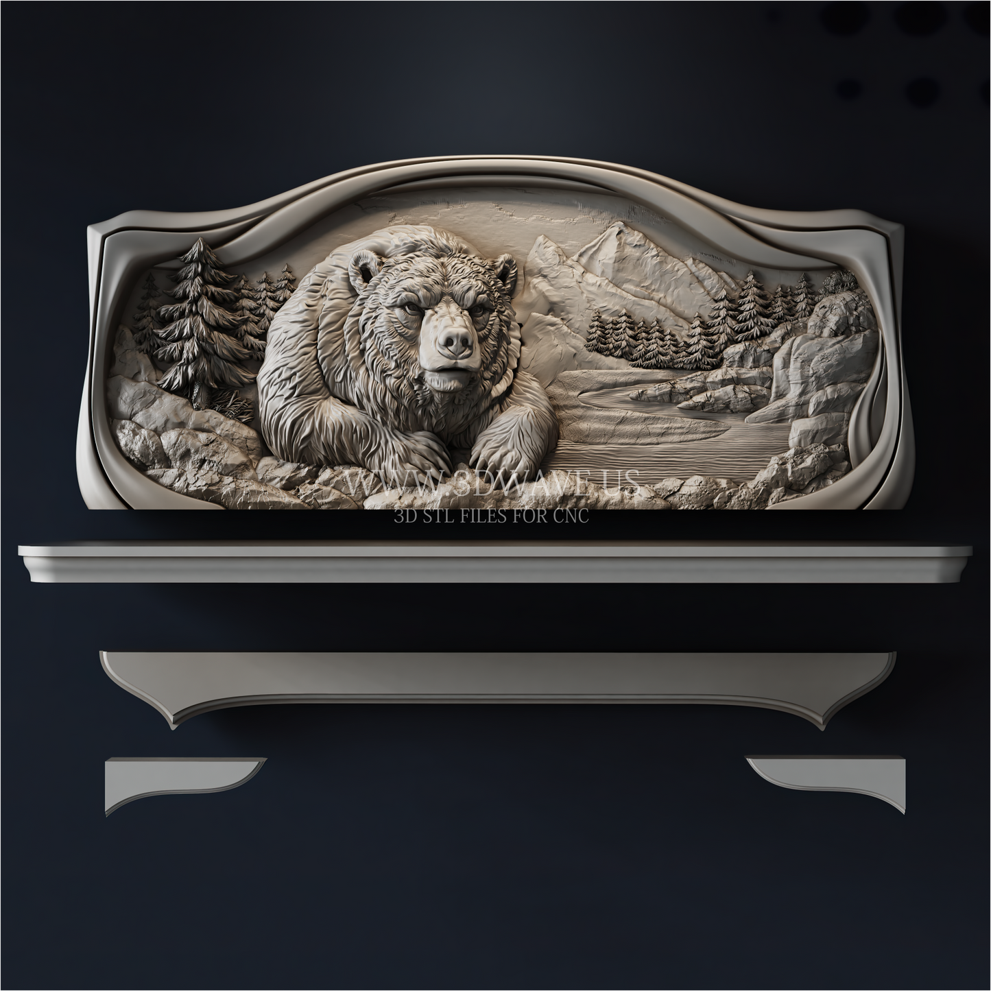 Bear Shelf STL File | Wildlife CNC Wall Shelf