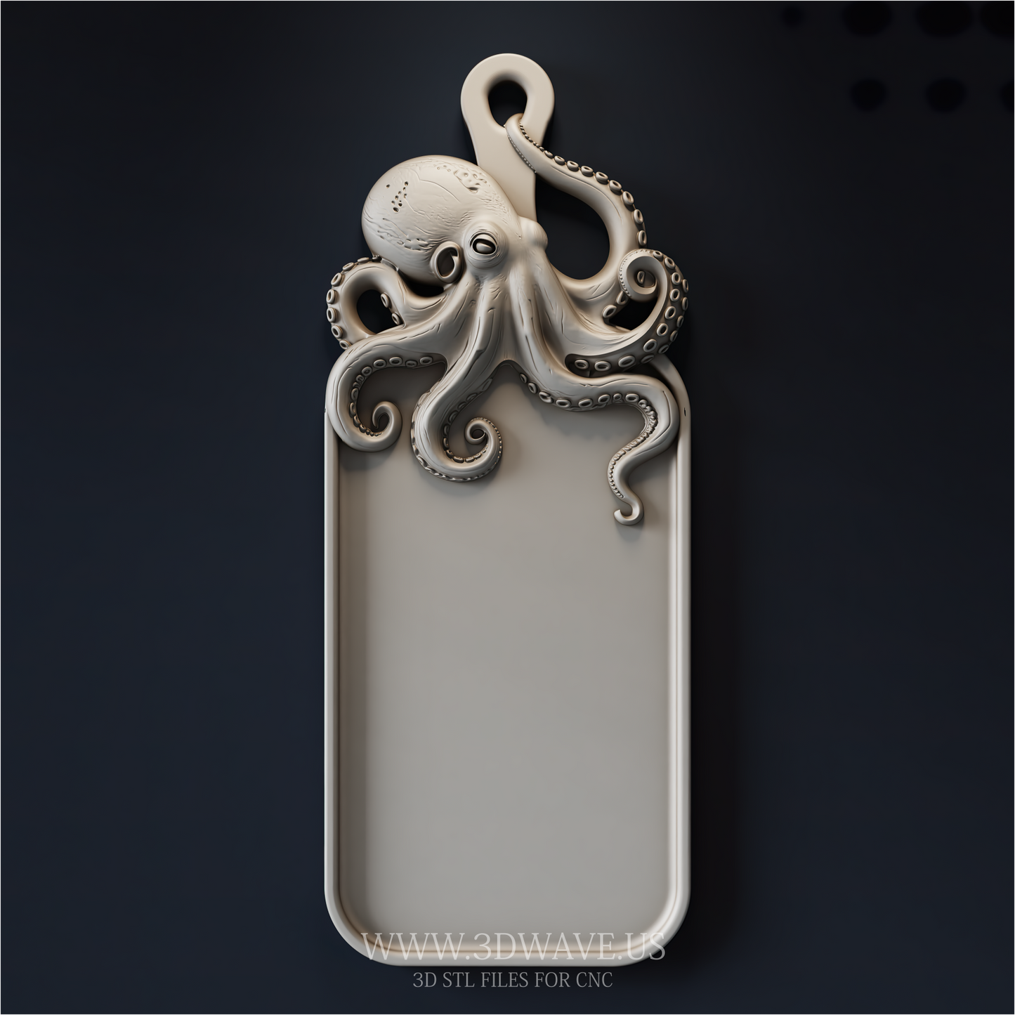 Octopus STL File | Ocean CNC Serving Tray | Router Relief Carving Model