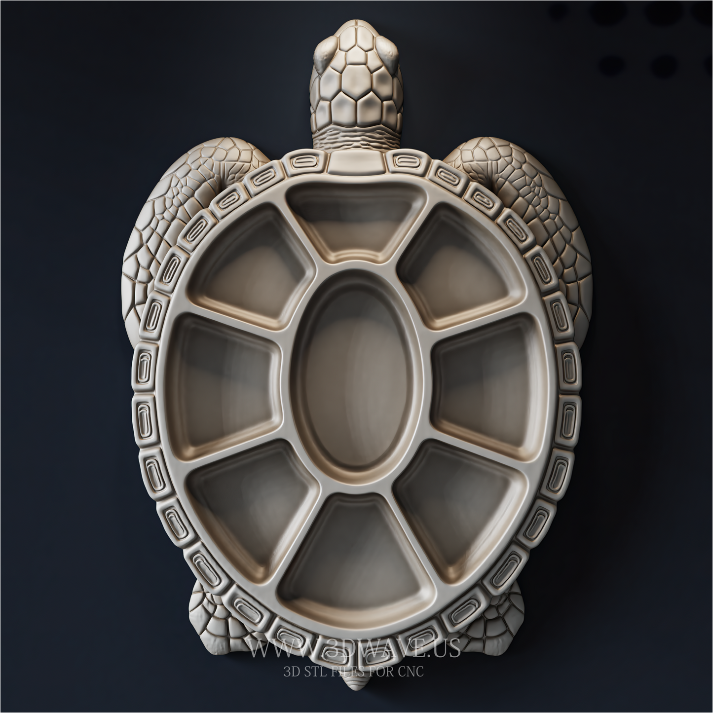 Sea Turtle Tray STL File | CNC Serving Tray Relief
