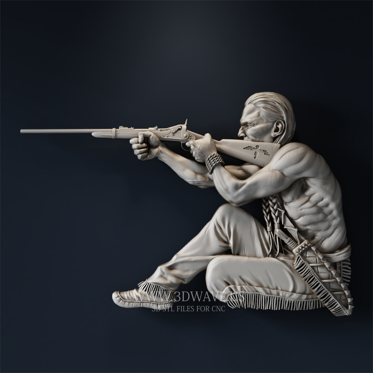 Native Chief 3D STL File. Wood Carving Bas Relief Art. CNC Router Files - 3DWave.us