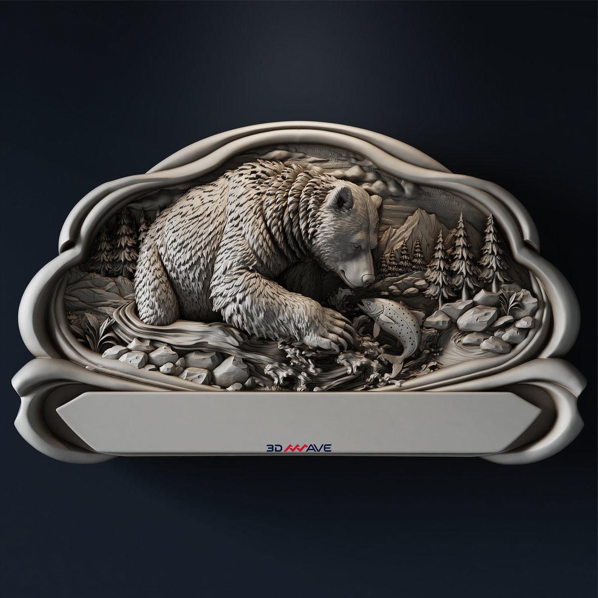 Fishing bear CNC router file with decorative wall hook