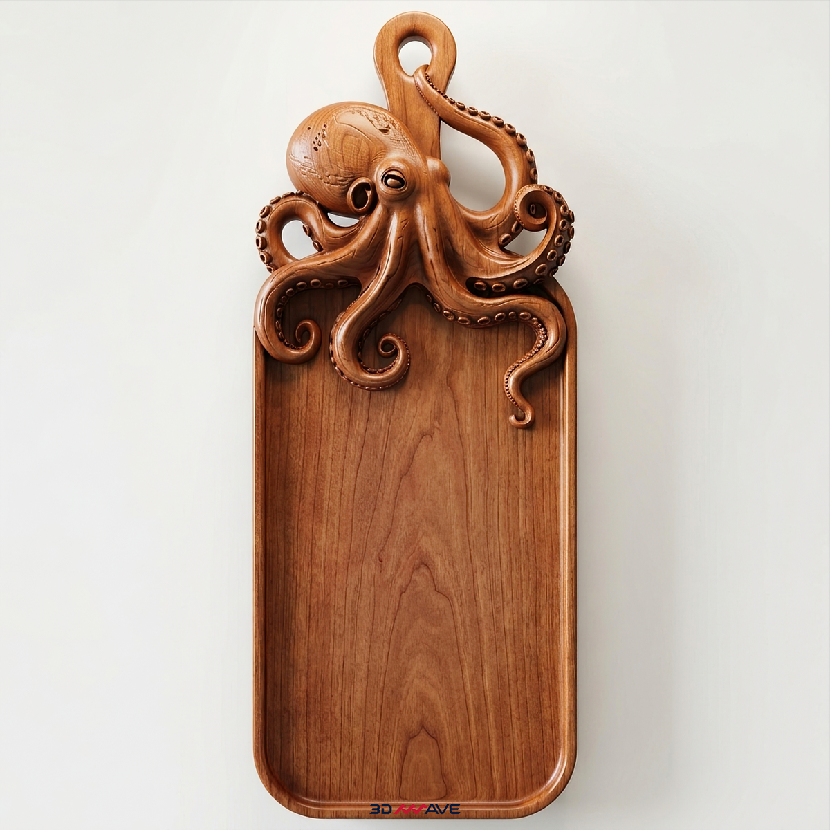 Octopus STL File | Ocean CNC Serving Tray | Router Relief Carving Model