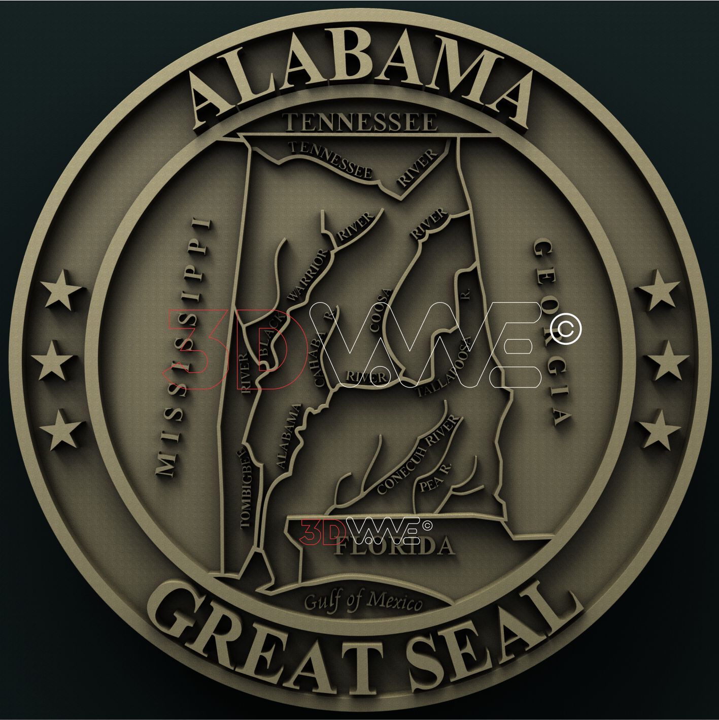 ALABAMA STATE SEAL 3D STL 3DWave