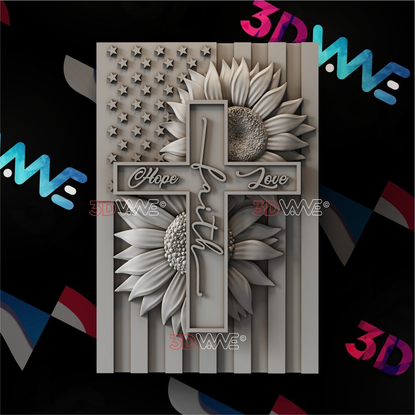 AMERICAN CROSS 3d stl 3DWave.us