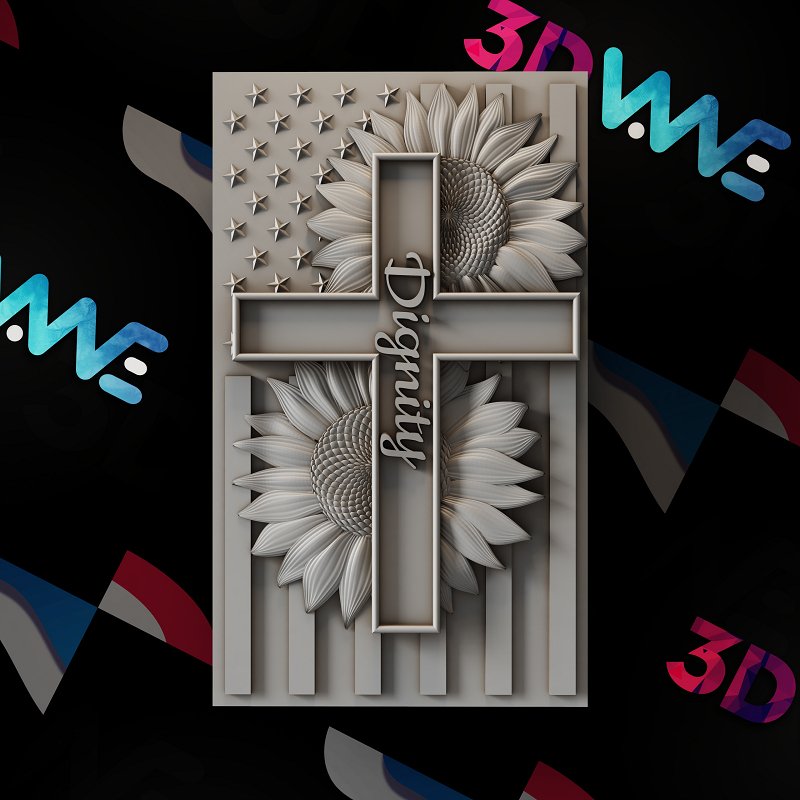 American Cross 3d stl - 3DWave.us