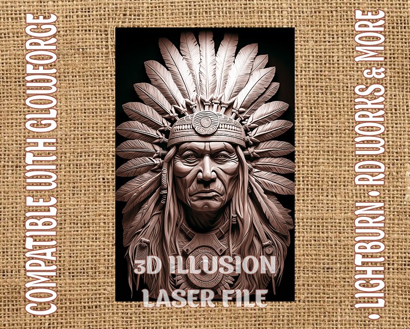 American native 3d illusion & laser-ready files - 3DWave.us