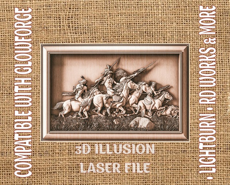 American natives 3d illusion & laser-ready files - 3DWave.us