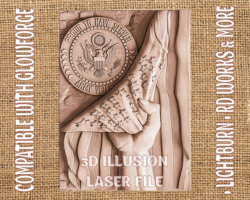 American veteran 3d illusion & laser-ready file 3DWave.us