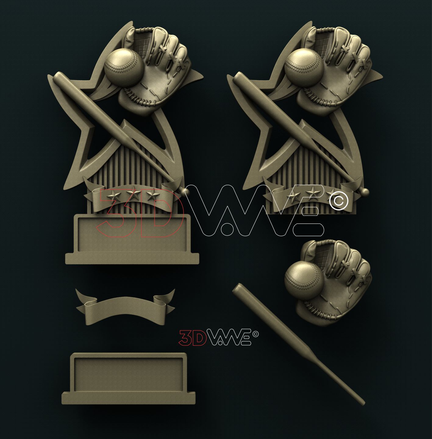 BASEBALL TROPHY 3D STL 3DWave