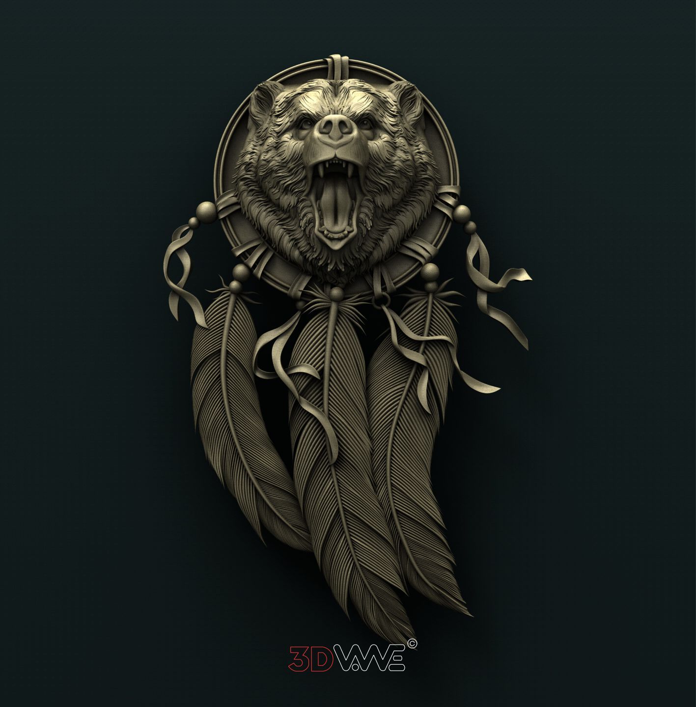 BEAR DREAM CATCHER 3D STL 3DWave