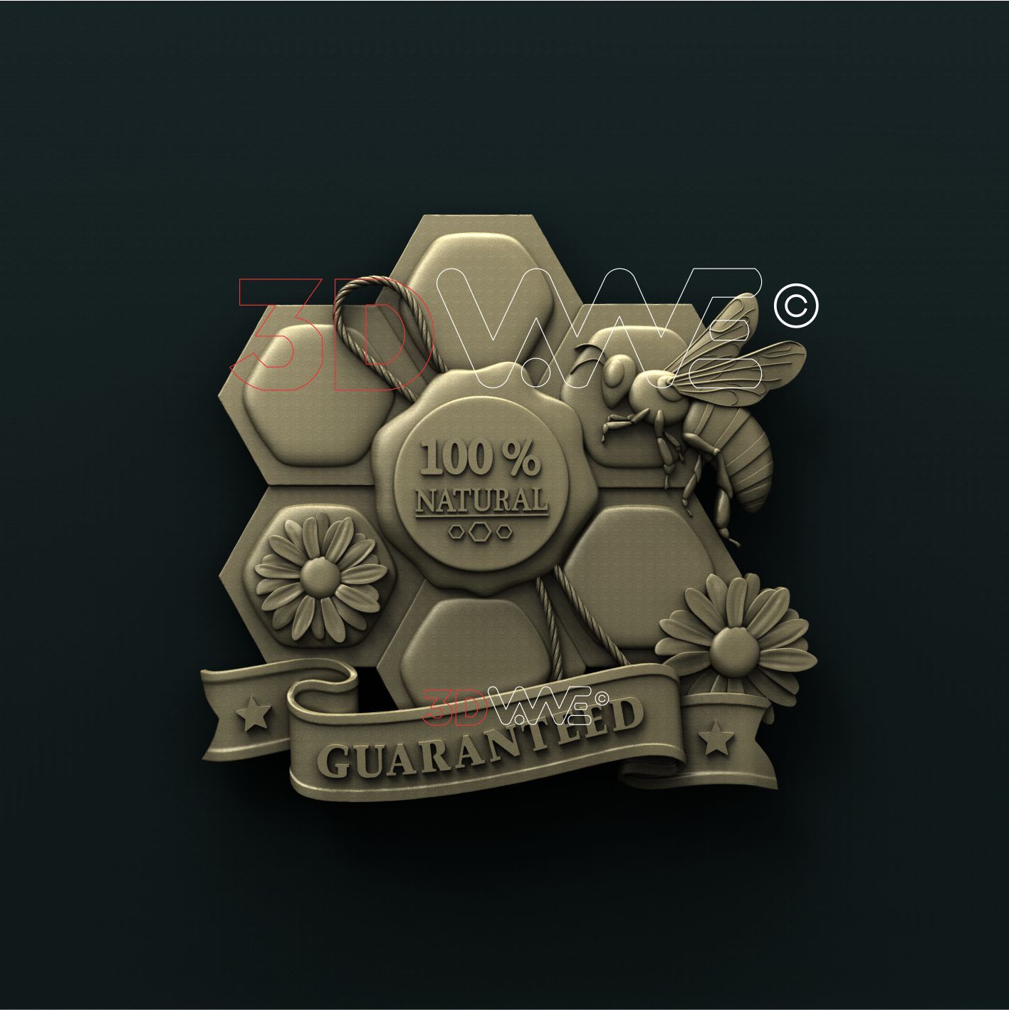 BEE AND HONEY SIGN 3d stl 3DWave