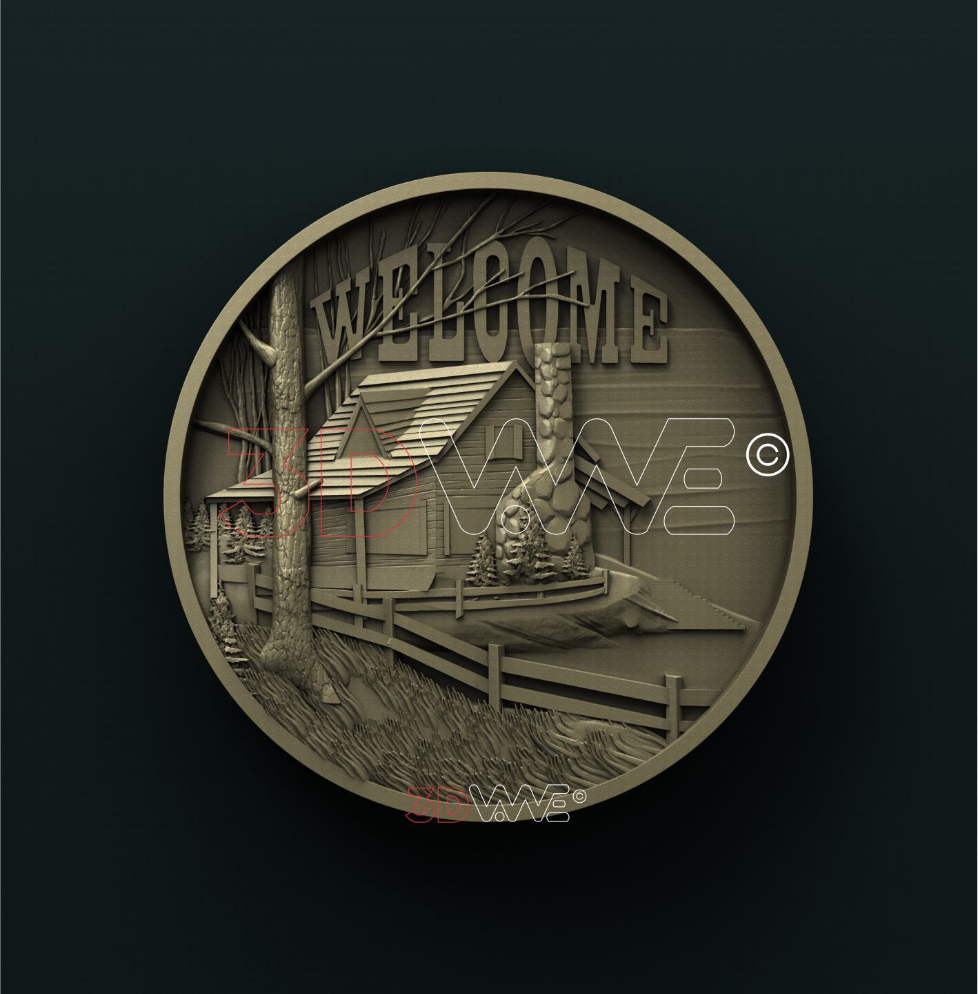 CABIN WELCOME SIGN 3D STL 3DWave