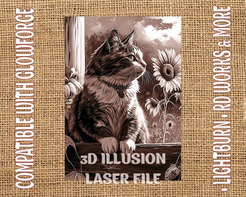 Cat 3d illusion & laser-ready files - 3DWave.us