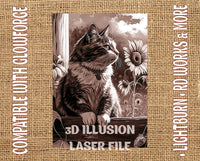 Thumbnail for Cat 3d illusion & laser-ready files - 3DWave.us