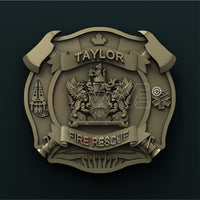 Thumbnail for CITY OF TAYLOR FIRE RESCUE BADGE, CANADA 3D STL 3DWave