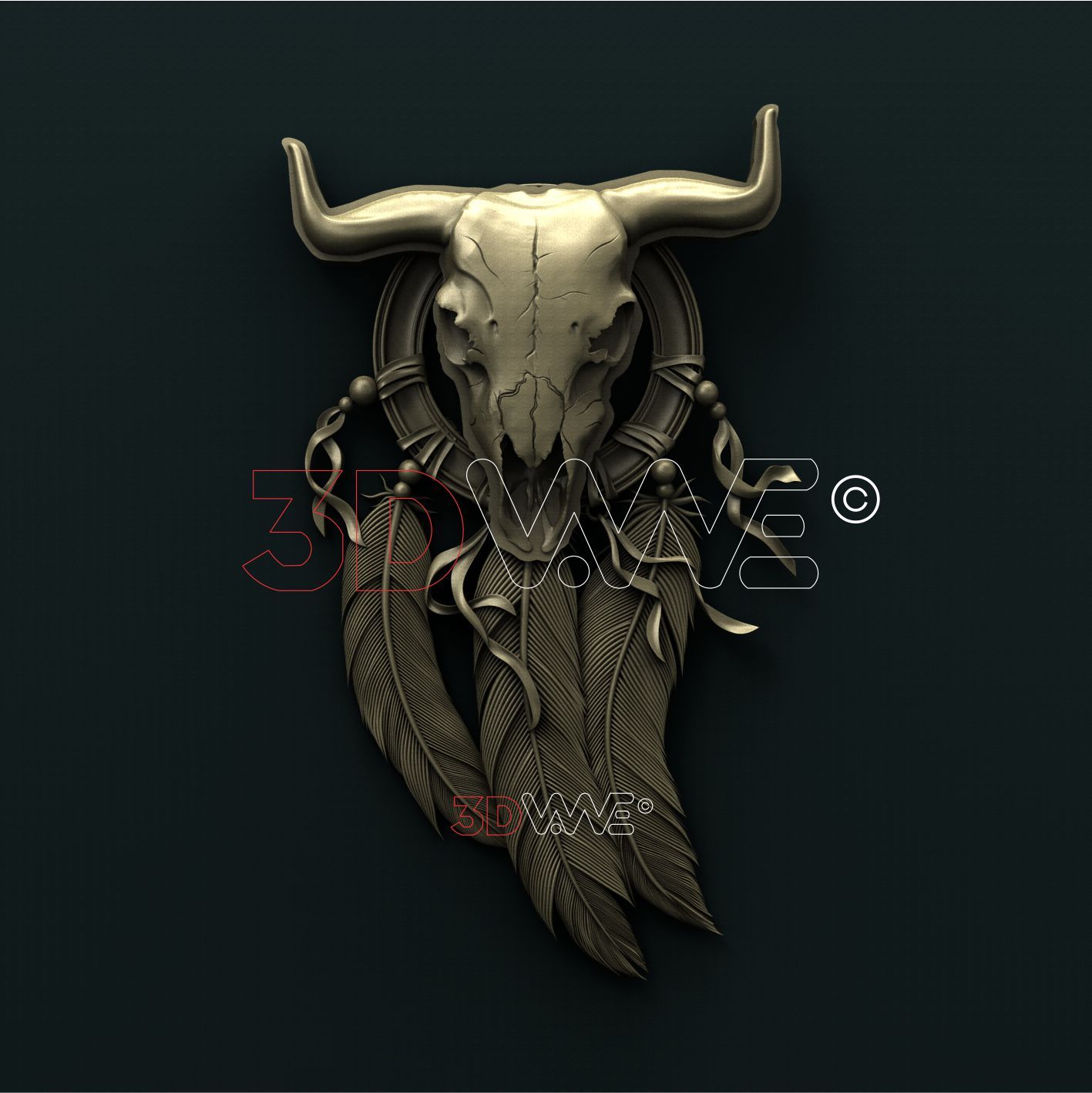 COW SKULL DREAM CATCHER 3D STL 3DWave