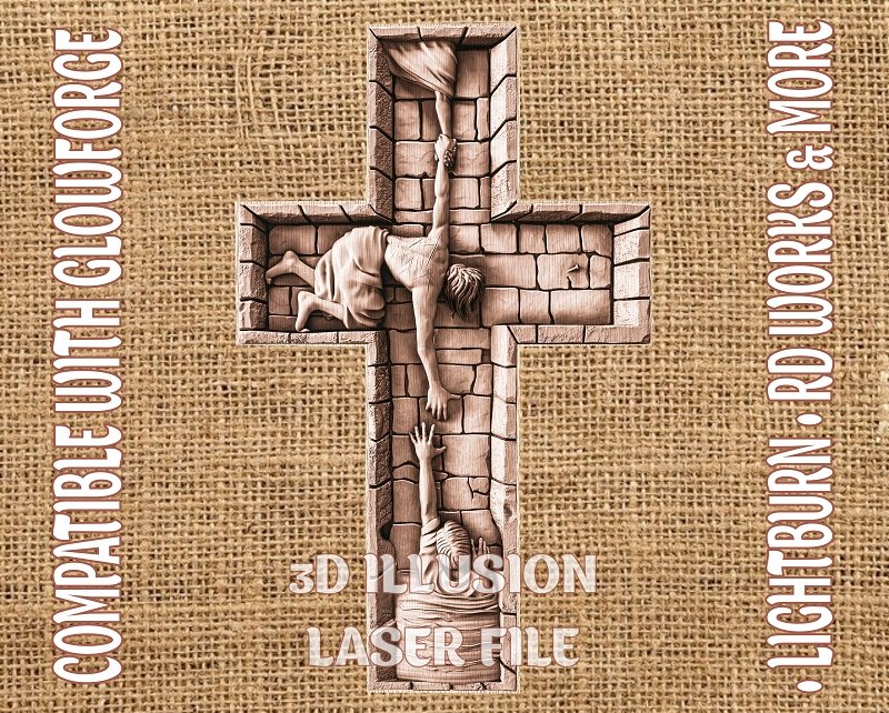 CROSS 3d illusion & laser-ready file 3DWave.us