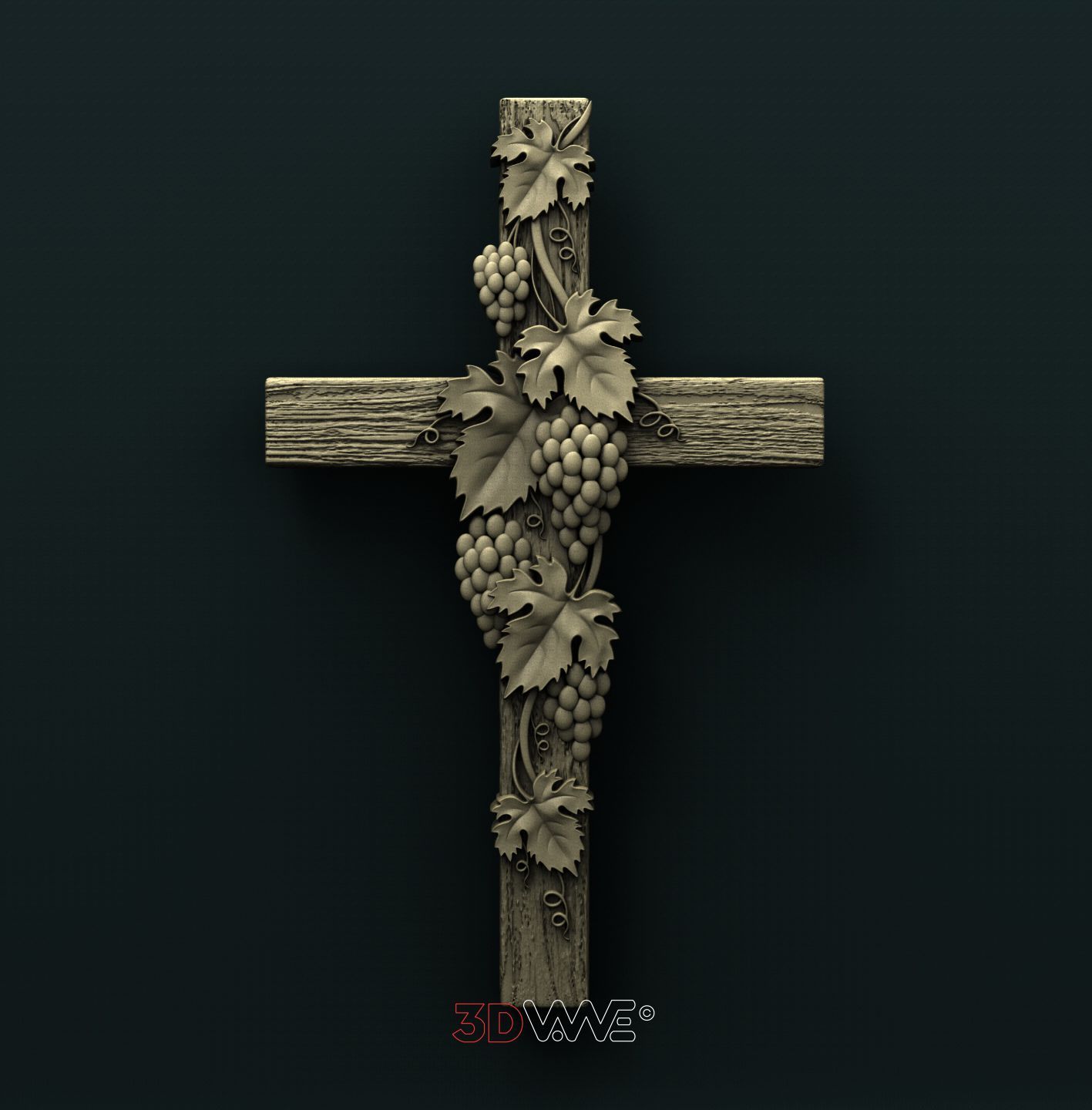 CROSS WITH GRAPES 3D STL 3DWave