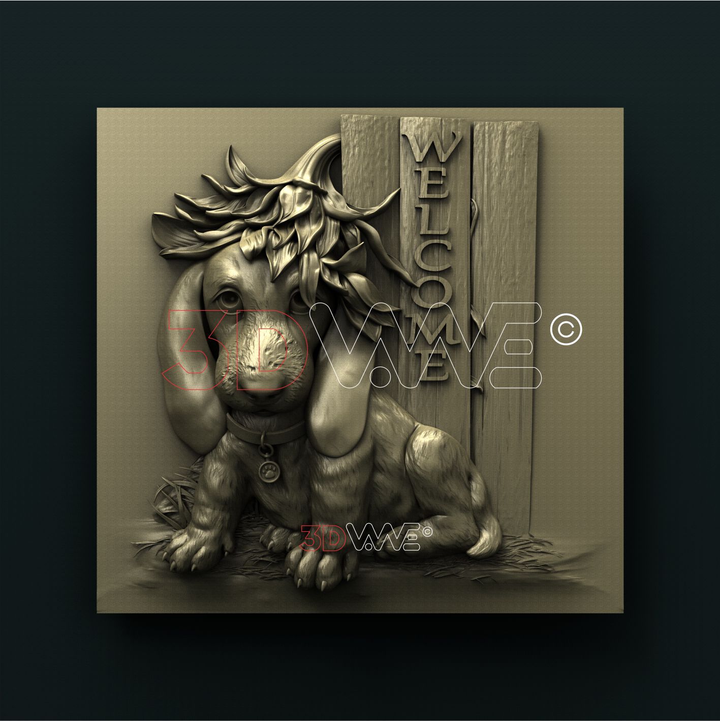 DOG WELCOME SIGN 3D STL 3DWave