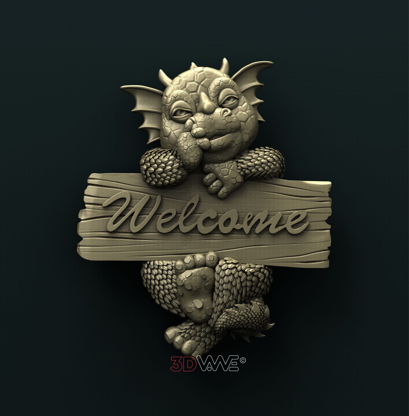 DRAGON WELCOME SIGN 3D STL 3DWave
